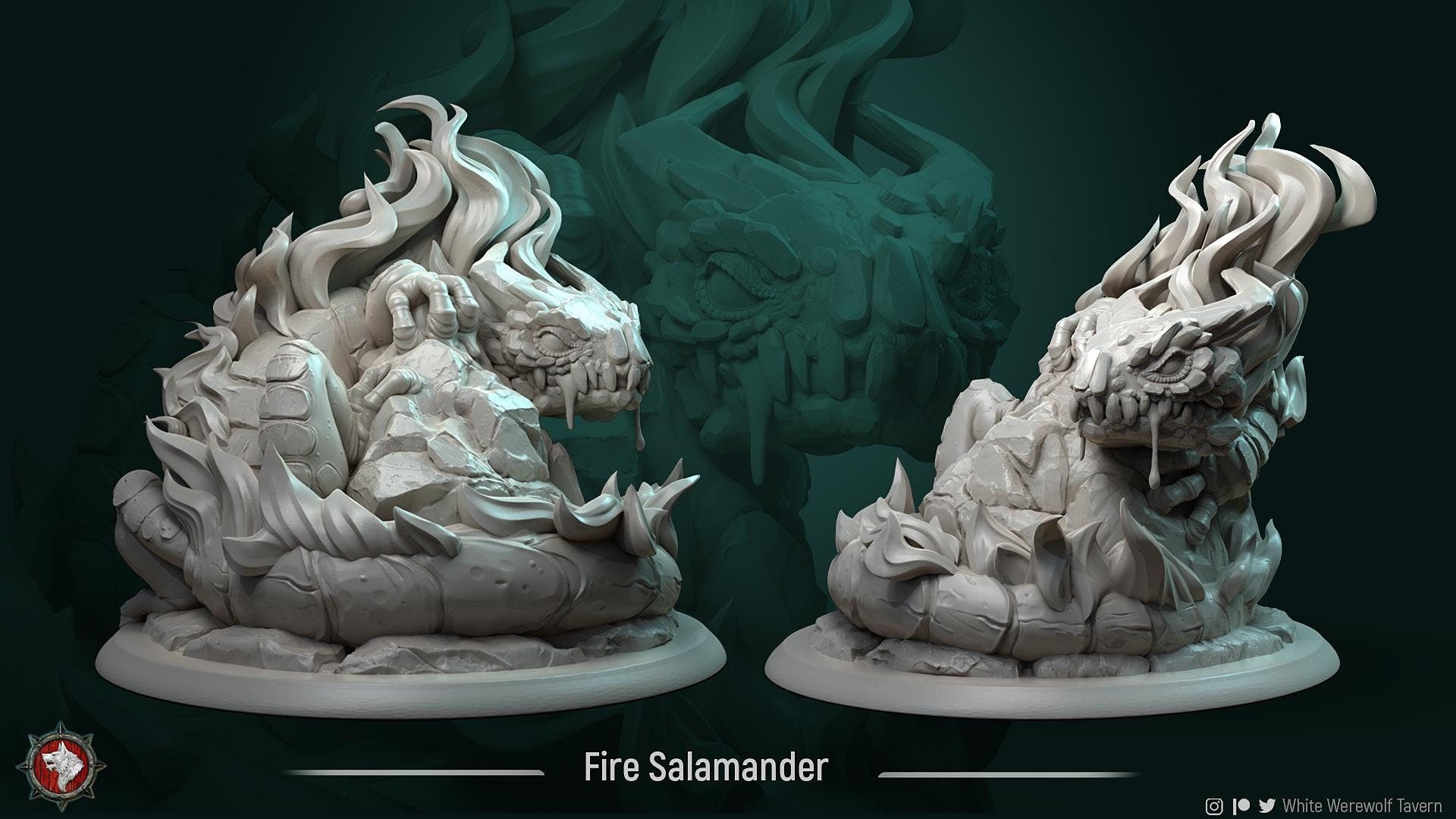 Salamander | TABLETOP SCALE | TTRPG D&D Miniature | White Werewolf Tavern