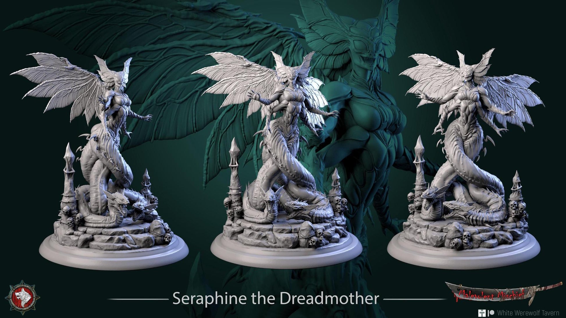 Seraphine the Dreadmother | TABLETOP SCALE | TTRPG D&D Miniature | White Werewolf Tavern