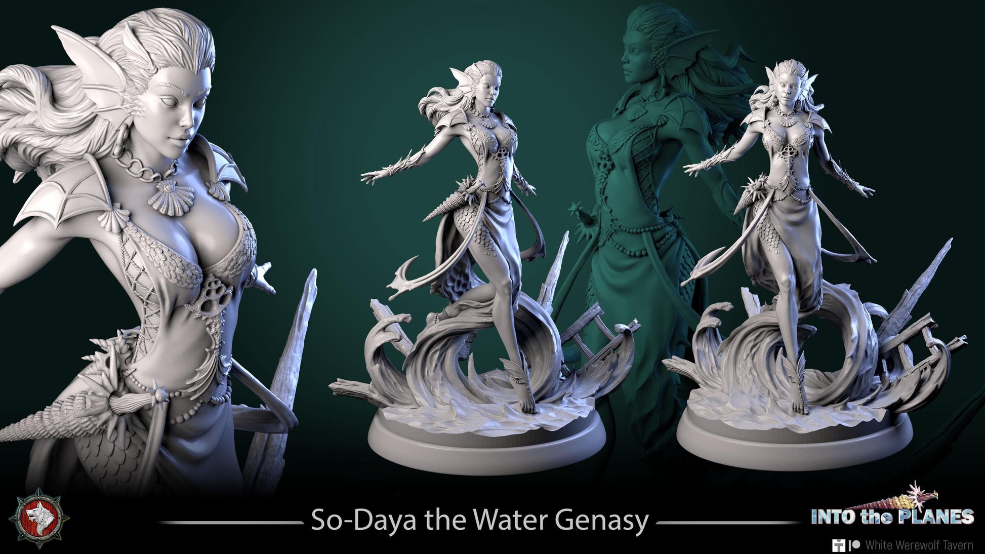 So-Daya the Water Genasi | D&D TTRPG Miniature | White Werewolf Tavern