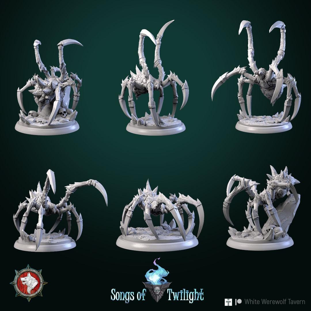 Spiders | TABLETOP SCALE | TTRPG Miniature | White Werewolf Tavern
