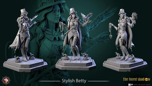 Stylish Betty, Magician, Steampunk | TABLETOP SCALE | TTRPG Miniature | White Werewolf Tavern | Unpainted, Unplated Resin 8k