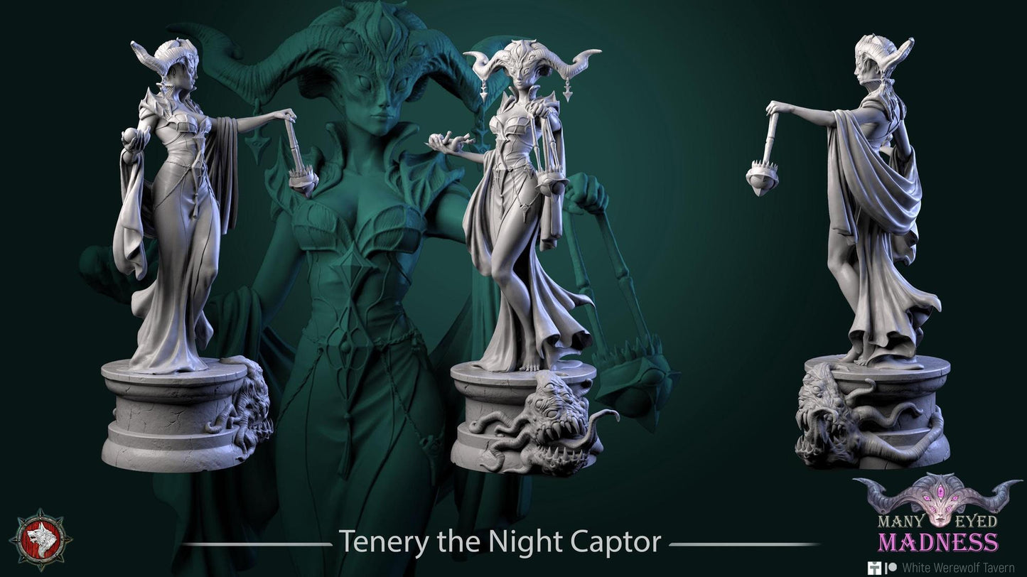 Tenery the Night Captor | TABLETOP SCALE | TTRPG Miniature | White Werewolf Tavern | Unpainted, Unplated Resin 8k