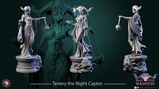 Tenery the Night Captor | TABLETOP SCALE | TTRPG Miniature | White Werewolf Tavern | Unpainted, Unplated Resin 8k