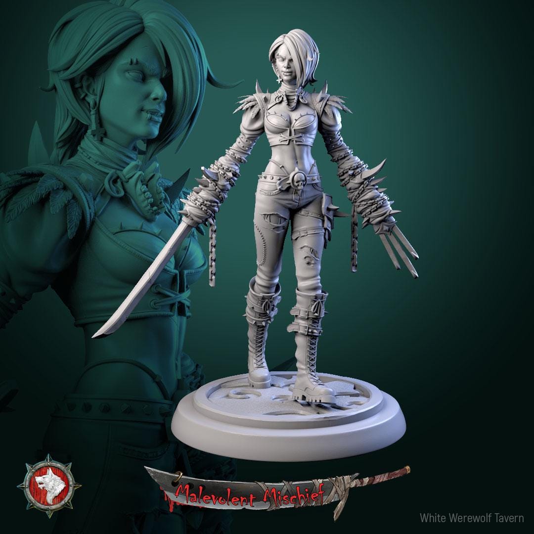 The Crimson Huntresses | TABLETOP SCALE | TTRPG Miniature | White Werewolf Tavern