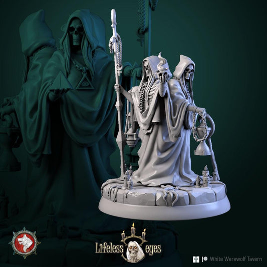 Three Necromancers | TABLETOP SCALE | TTRPG Miniature | White Werewolf Tavern | Unpainted, Unplated Resin 8k