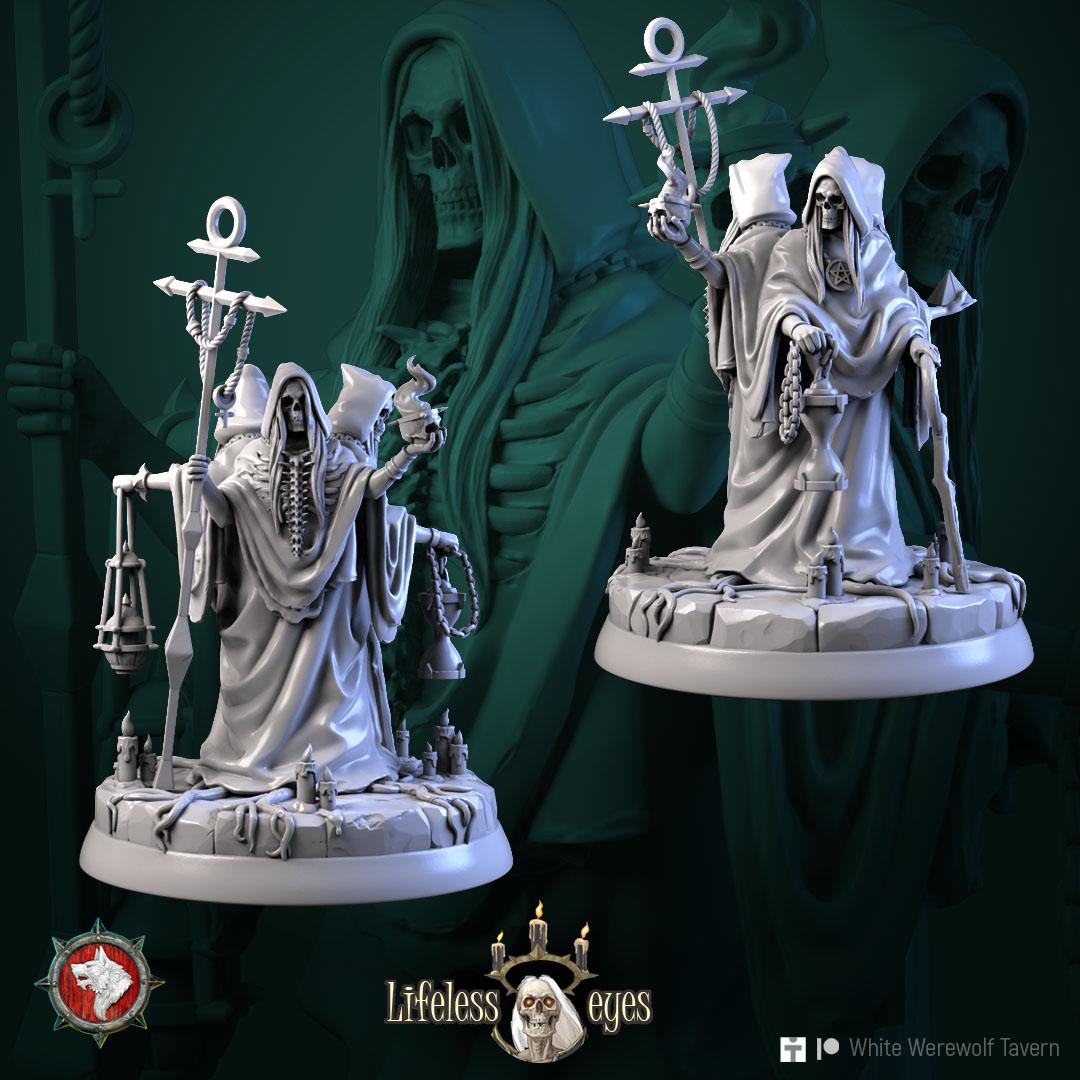 Three Necromancers | TABLETOP SCALE | TTRPG Miniature | White Werewolf Tavern | Unpainted, Unplated Resin 8k