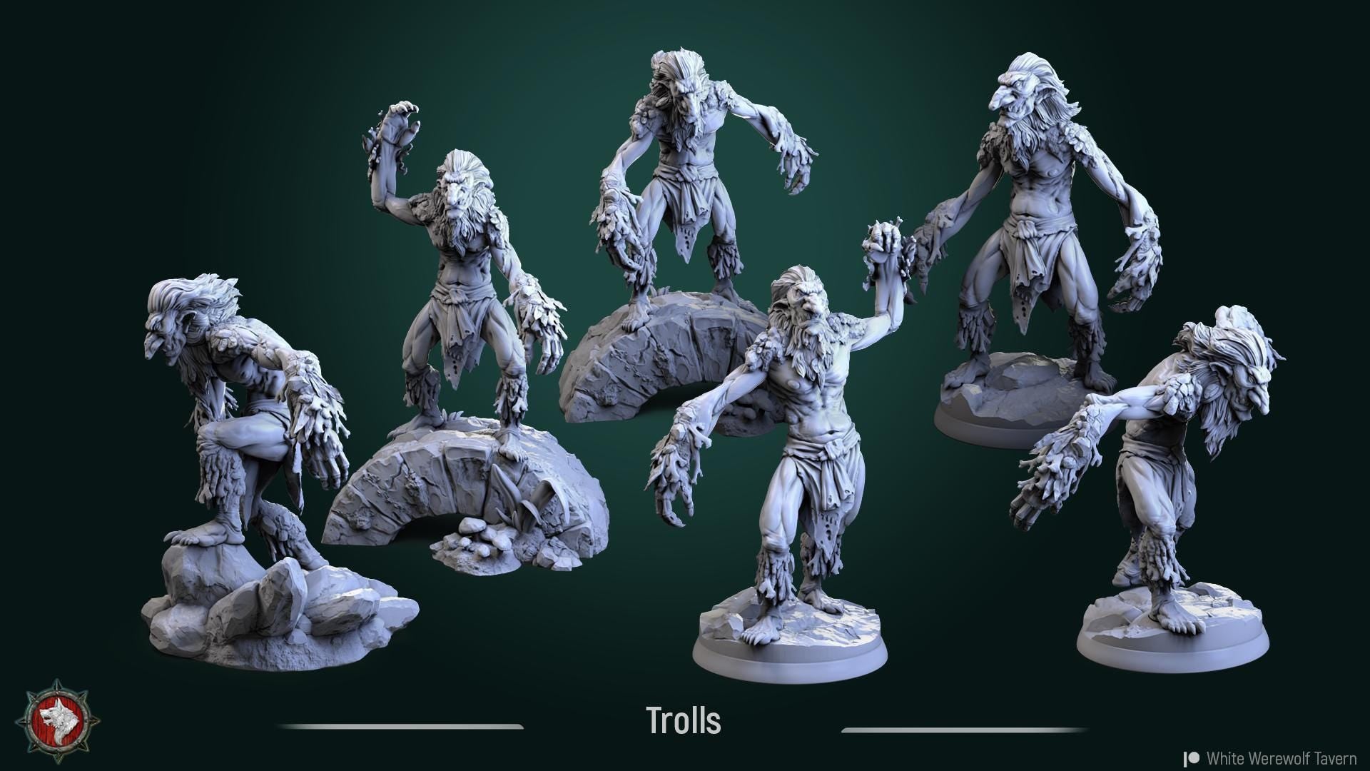 Trolls, Furred | TABLETOP SCALE | TTRPG Miniature | White Werewolf Tavern