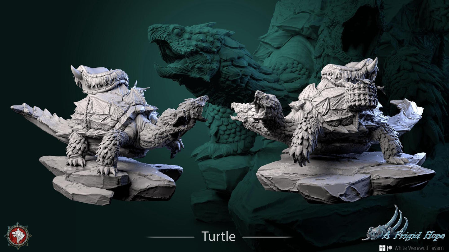 Giant Turtle | TABLETOP SCALE | TTRPG Miniature | White Werewolf Tavern | Unpainted, Unplated Resin 8k
