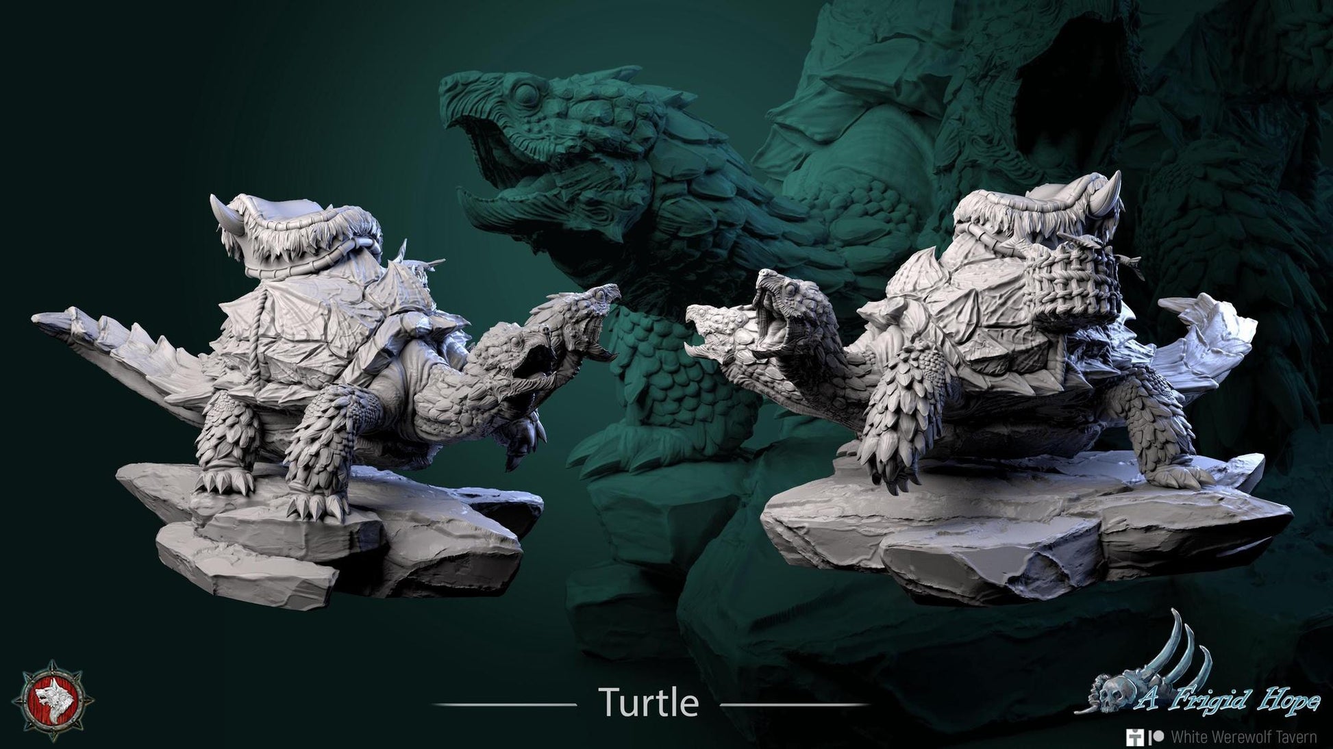 Giant Turtle | TABLETOP SCALE | TTRPG Miniature | White Werewolf Tavern | Unpainted, Unplated Resin 8k