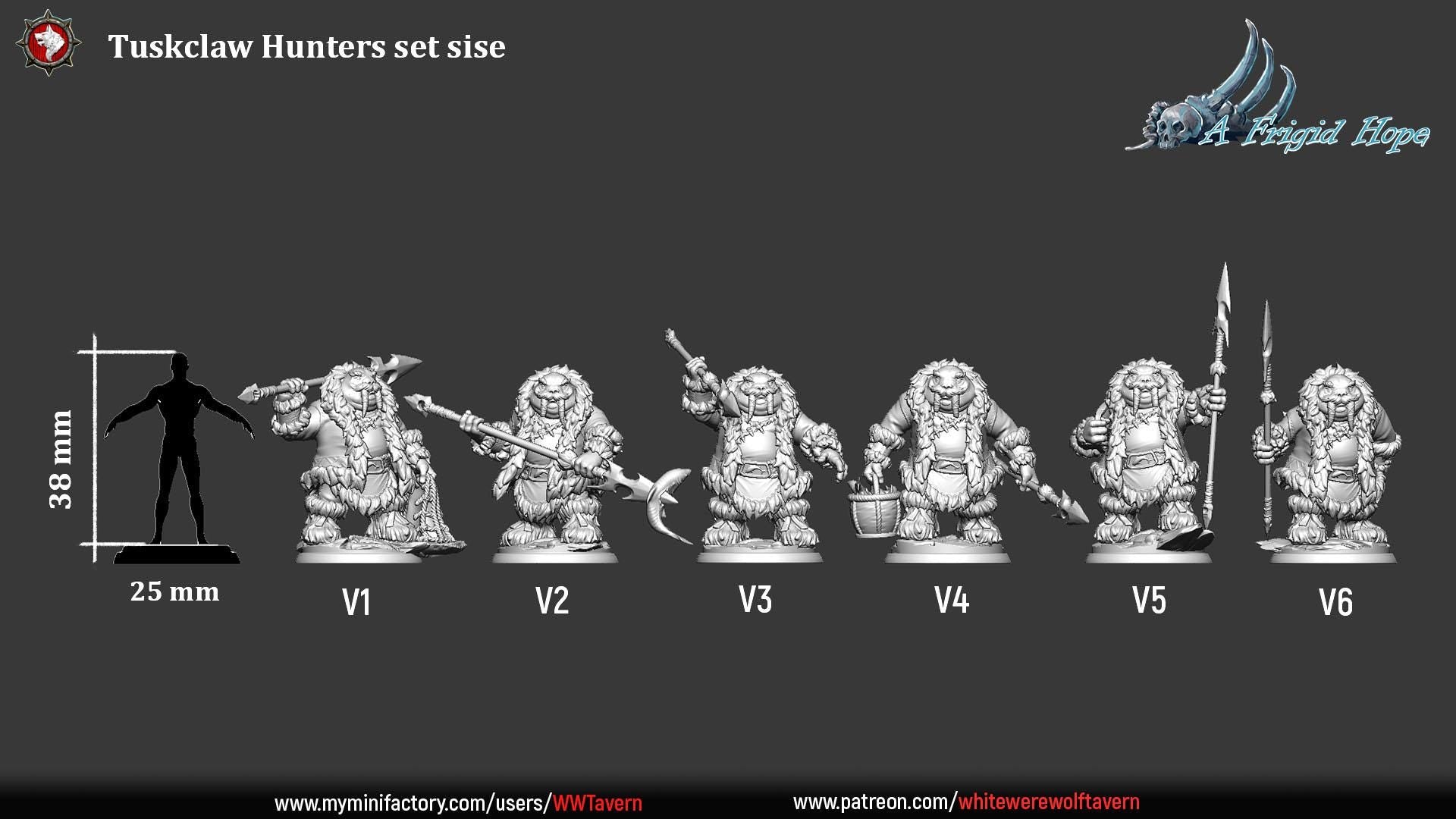 Tuskclaw Hunters | TABLETOP SCALE | TTRPG Miniature | White Werewolf Tavern | Unpainted, Unplated Resin 8k