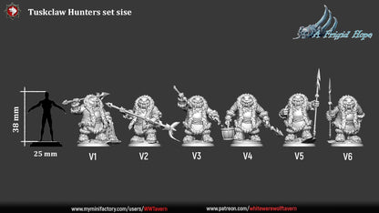 Tuskclaw Hunters | TABLETOP SCALE | TTRPG Miniature | White Werewolf Tavern | Unpainted, Unplated Resin 8k