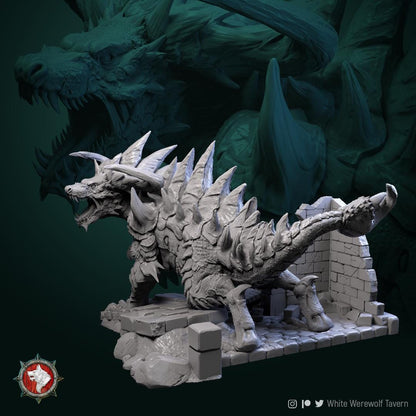 Undead Tarrasque Monster | TABLETOP SCALE | TTRPG Miniature | White Werewolf Tavern | Unpainted, Unplated Resin 8k
