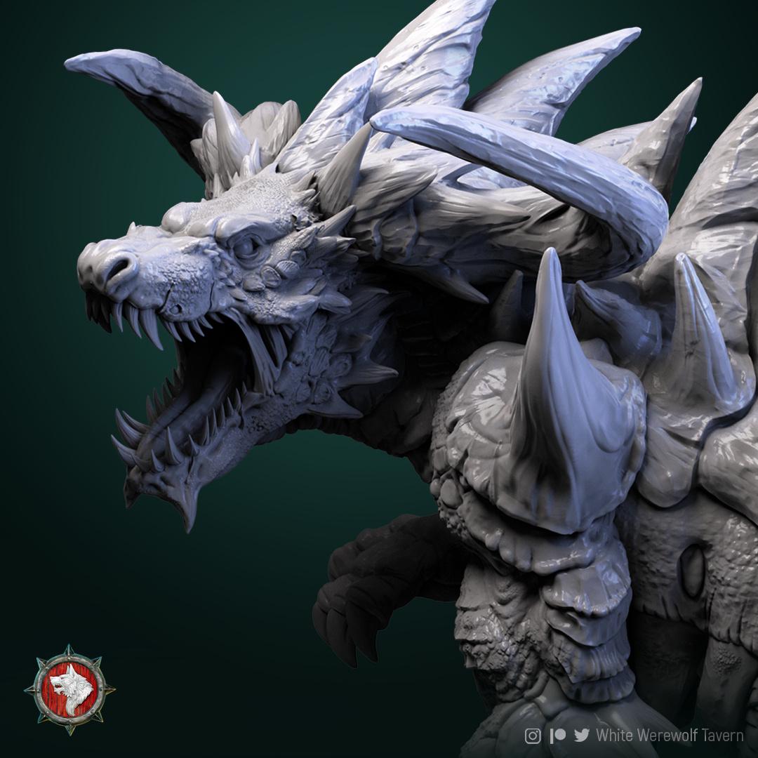 Undead Tarrasque Monster | TABLETOP SCALE | TTRPG Miniature | White Werewolf Tavern | Unpainted, Unplated Resin 8k