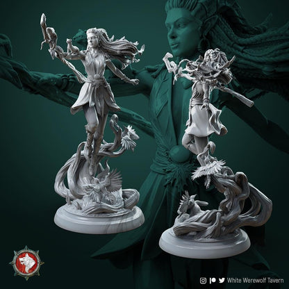 Lesika Light-eyed | TTRPG D&D Miniature | White Werewolf Tavern