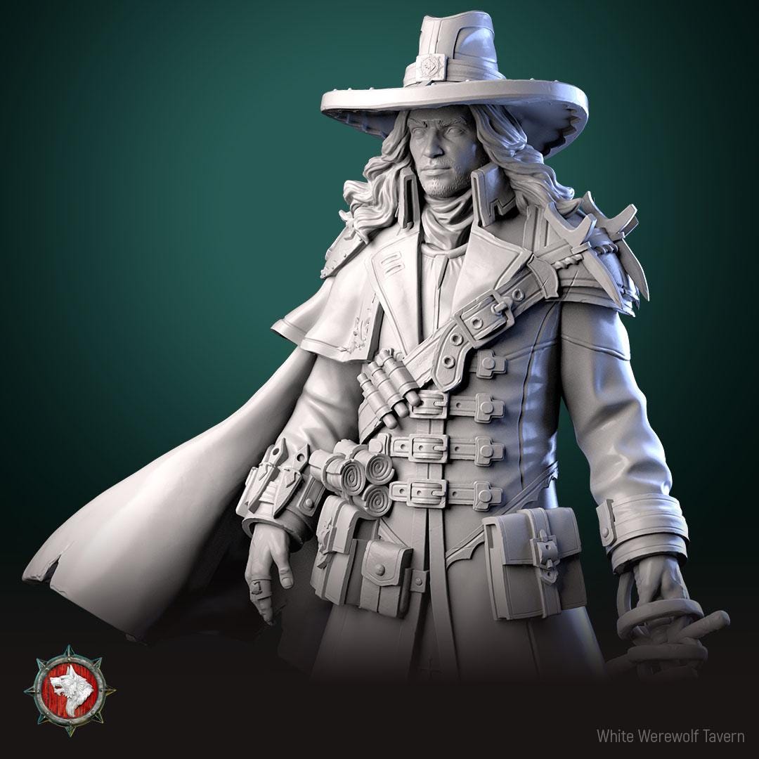 Vampire Hunter Gabriel | Gaming and Display Miniature | White Werewolf Tavern