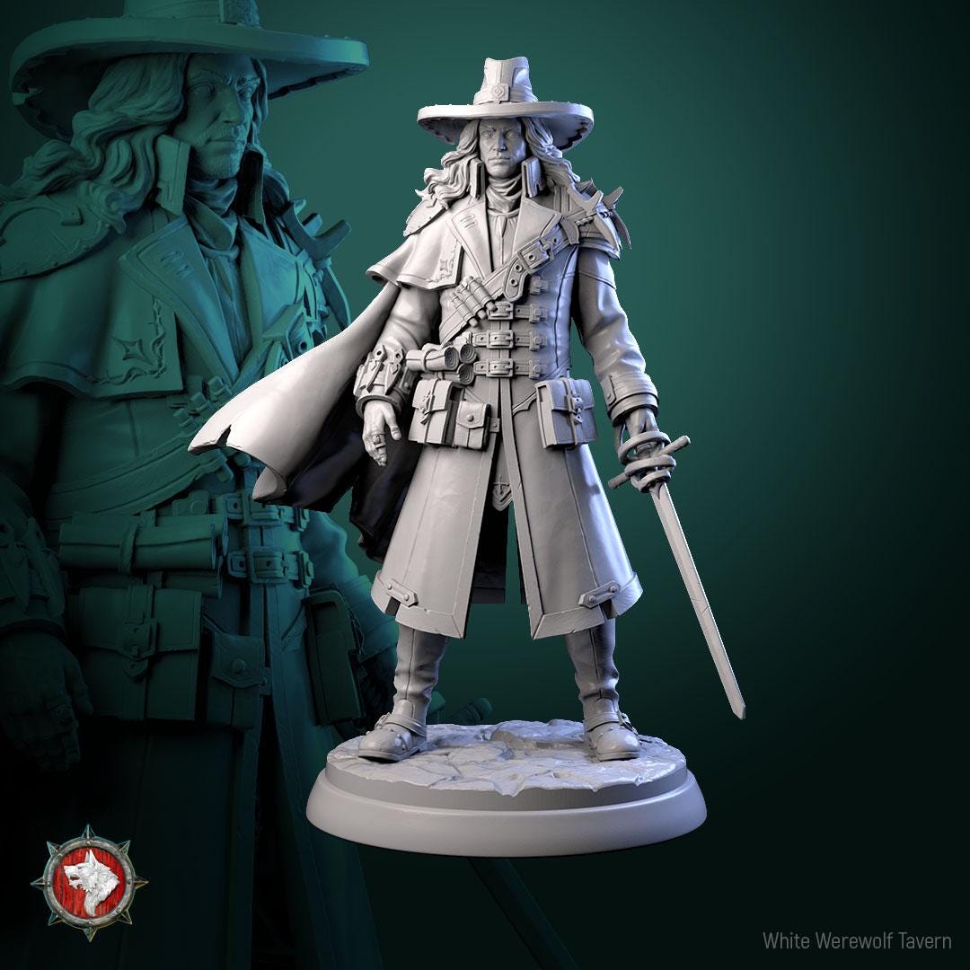 Vampire Hunter Gabriel | Gaming and Display Miniature | White Werewolf Tavern
