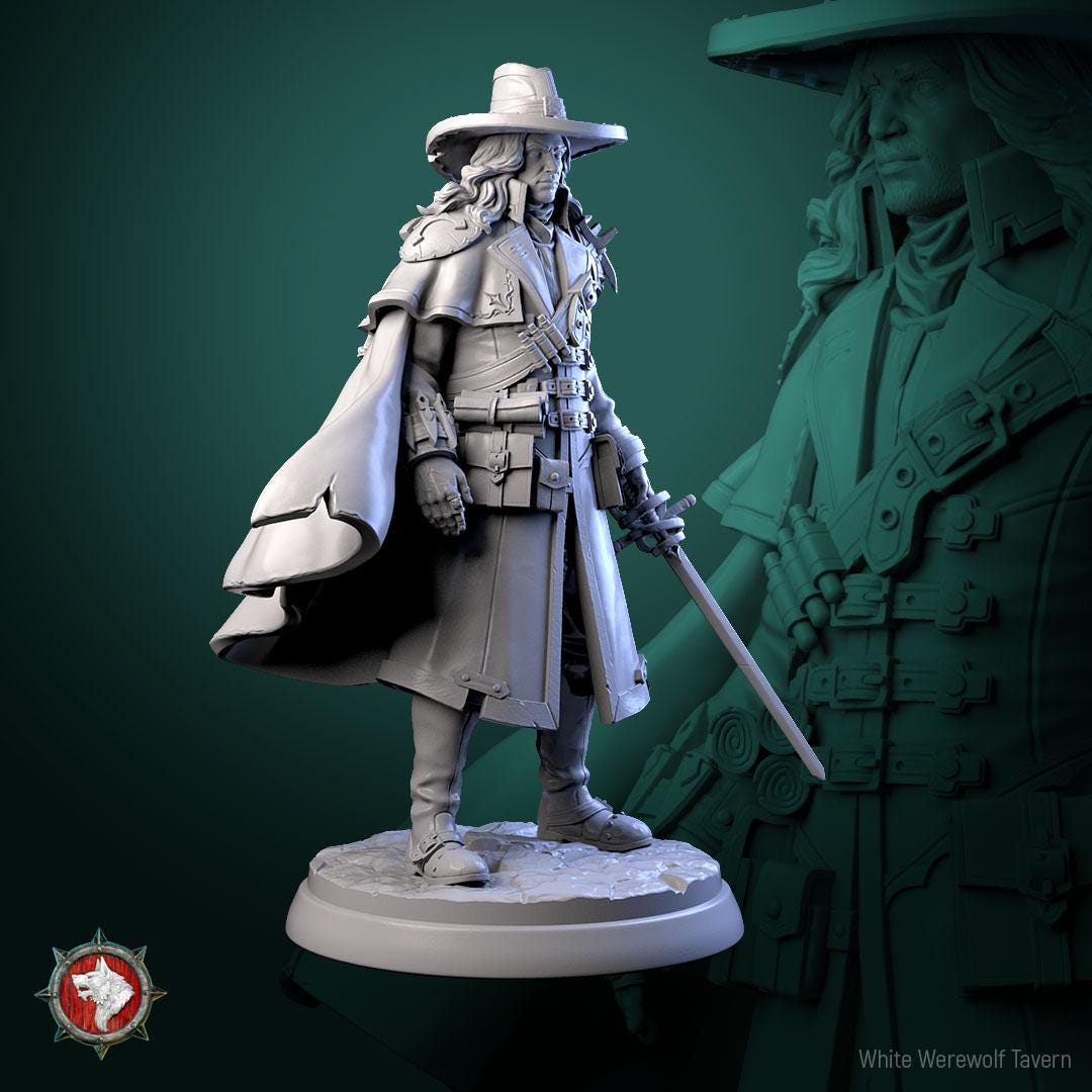 Vampire Hunter Gabriel | Gaming and Display Miniature | White Werewolf Tavern