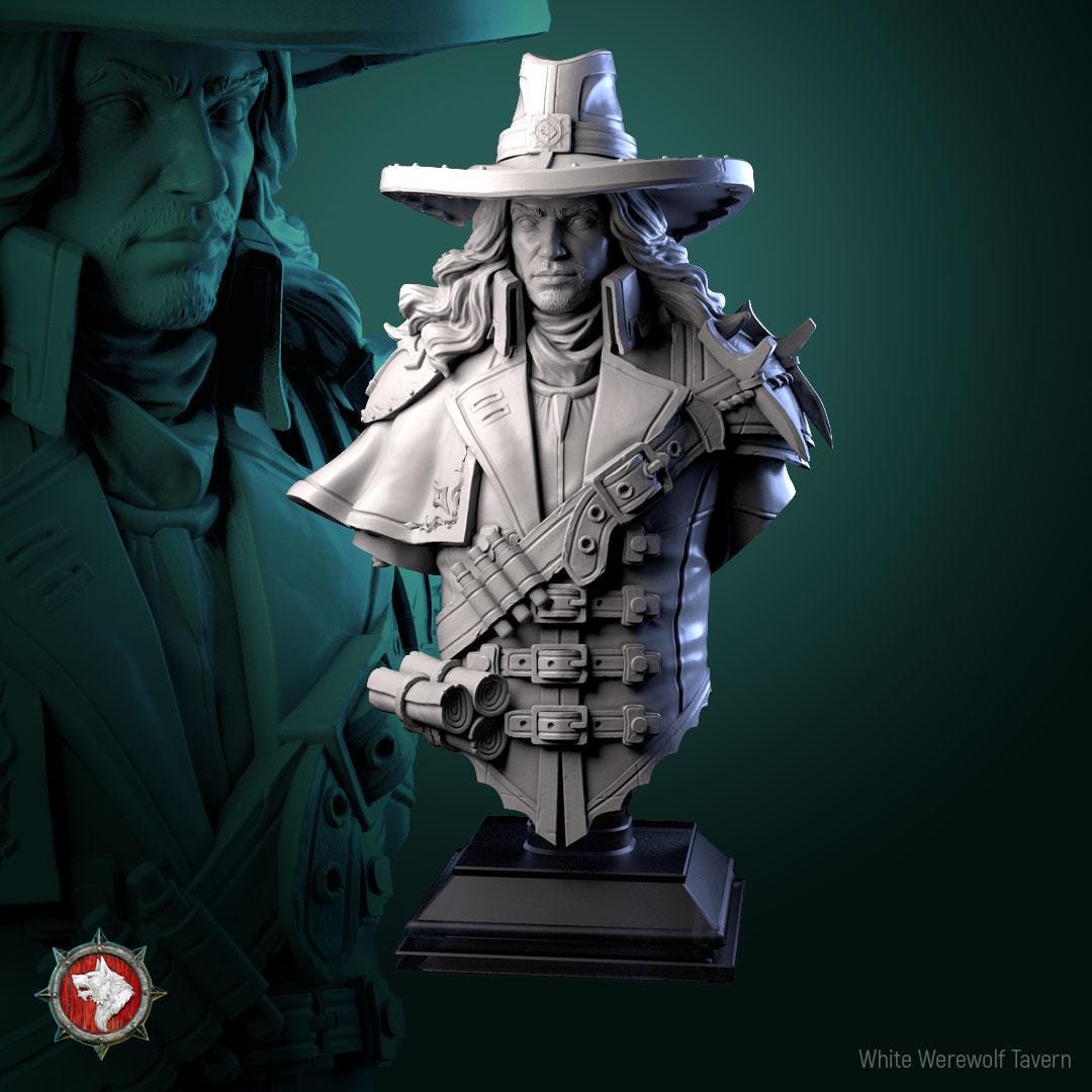 Vampire Hunter Gabriel | Gaming and Display Miniature | White Werewolf Tavern