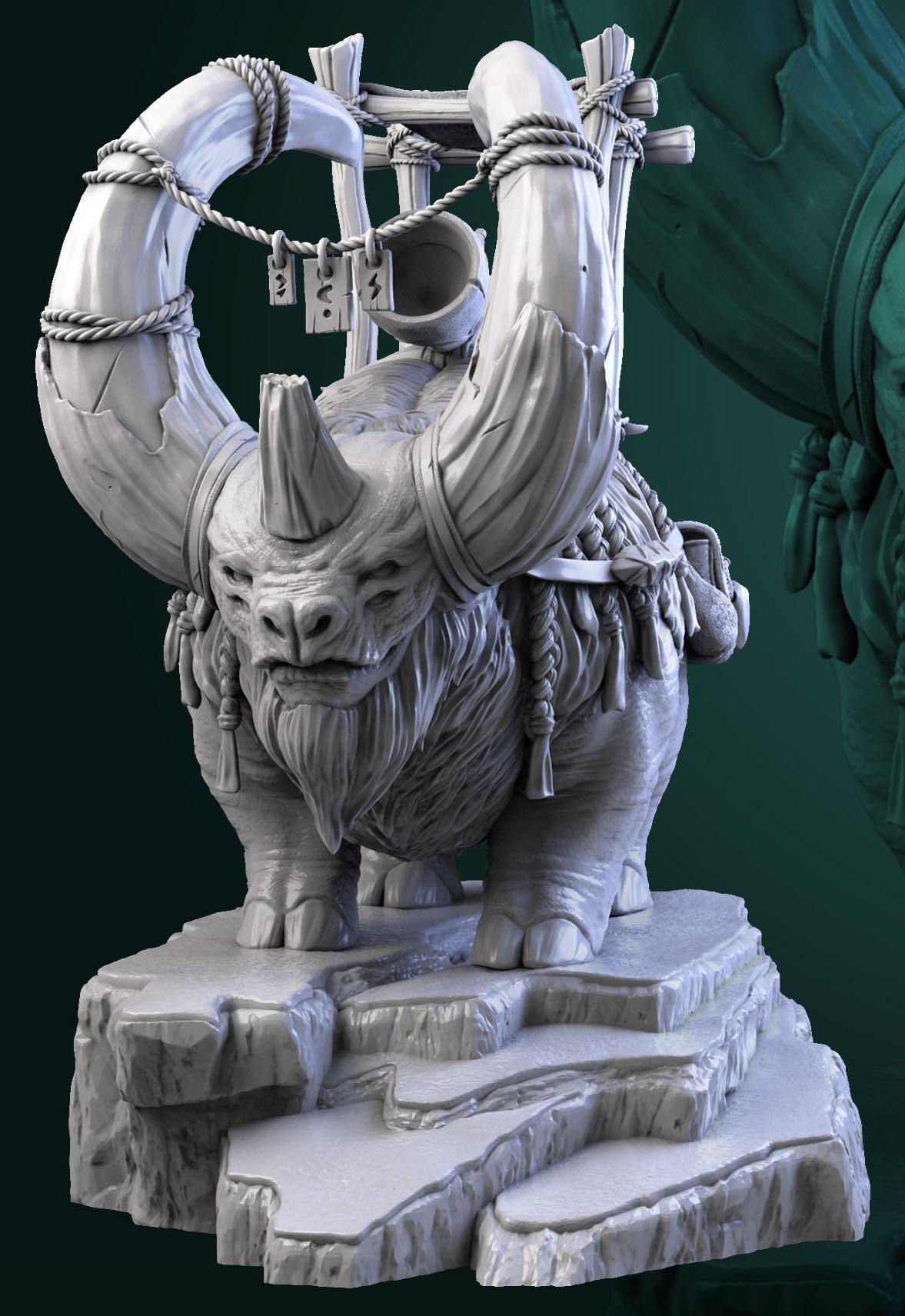 Buflon Barbarian Mount | TABLETOP SCALE | D&D TTRPG Miniature | White Werewolf Tavern