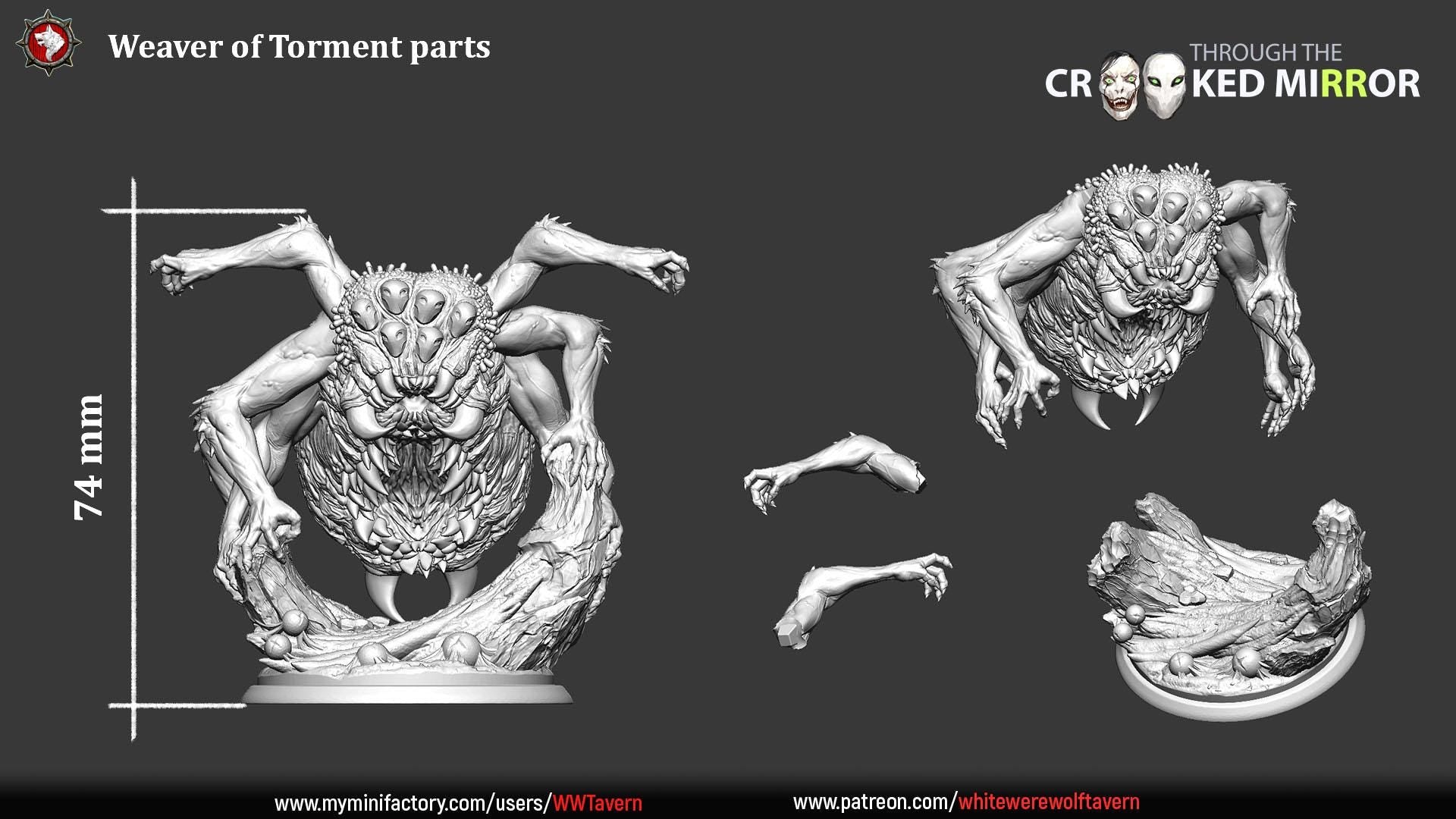 Weaver of Torment Monster| TABLETOP SCALE | TTRPG Miniature | White Werewolf Tavern | Unpainted, Unplated Resin 8k