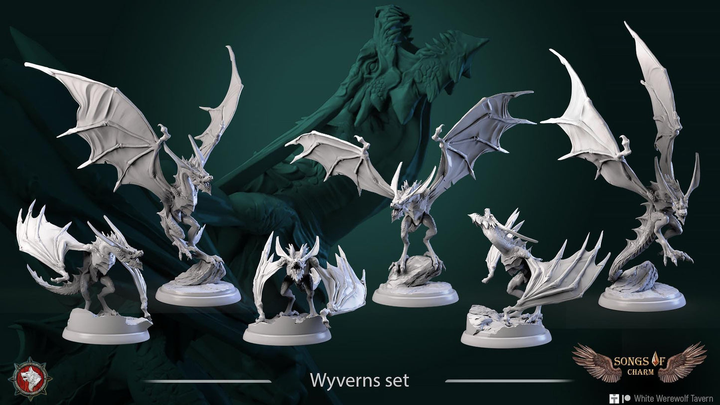 Wyverns | TABLETOP SCALE | TTRPG Miniature | White Werewolf Tavern