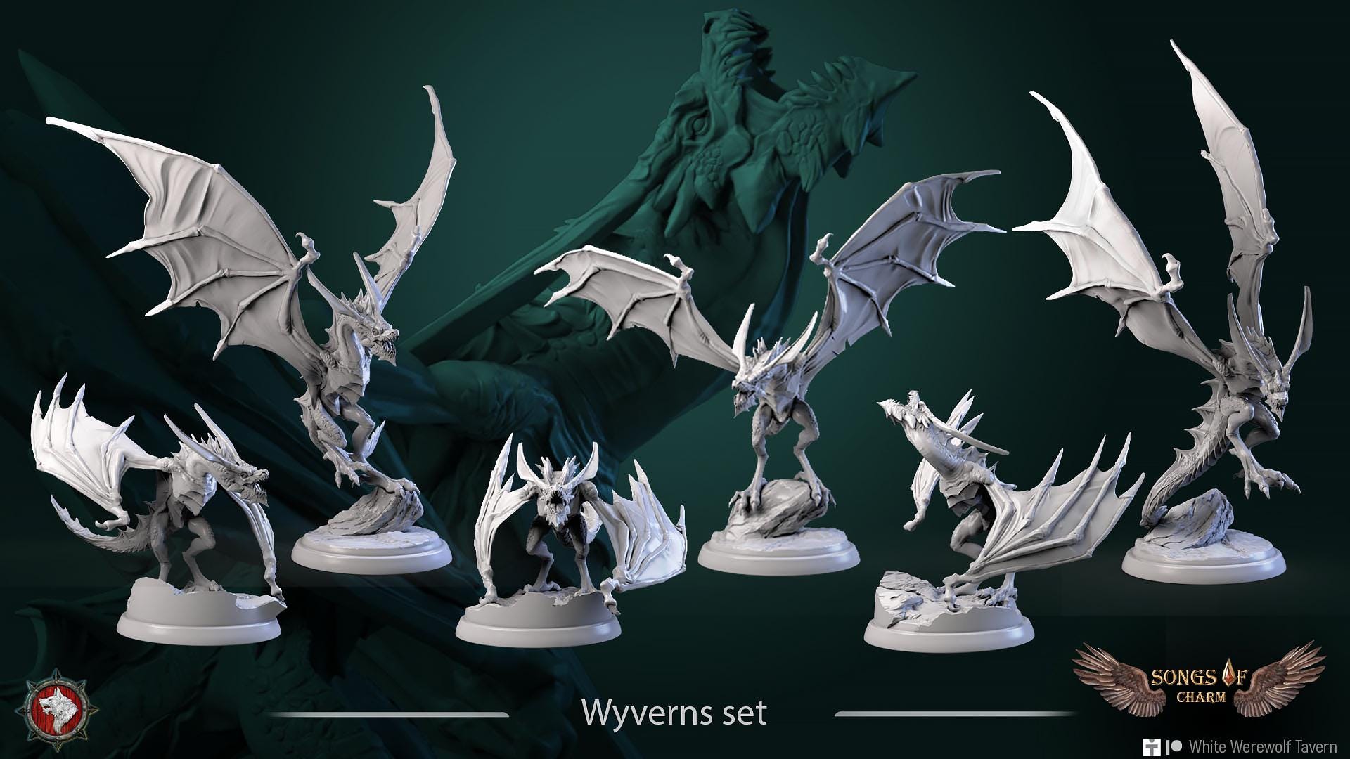 Wyverns | TABLETOP SCALE | TTRPG Miniature | White Werewolf Tavern