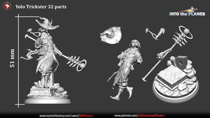 Yolo Trickster | TABLETOP SCALE | TTRPG Miniature | White Werewolf Tavern | Unpainted, Unplated Resin 8k