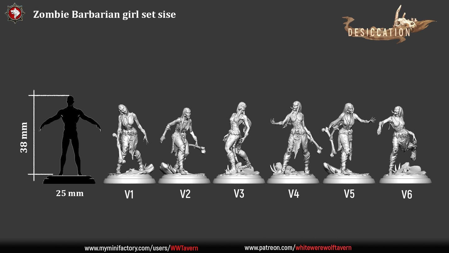 Zombie Barbarian Girls | TABLETOP SCALE | TTRPG Miniature | White Werewolf Tavern