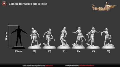 Zombie Barbarian Girls | TABLETOP SCALE | TTRPG Miniature | White Werewolf Tavern