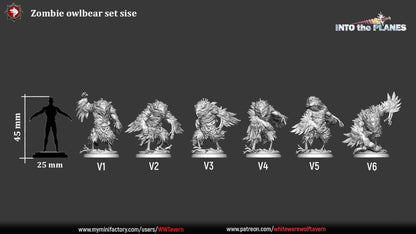 Zombie Owlbears | TABLETOP SCALE | TTRPG Miniature | White Werewolf Tavern