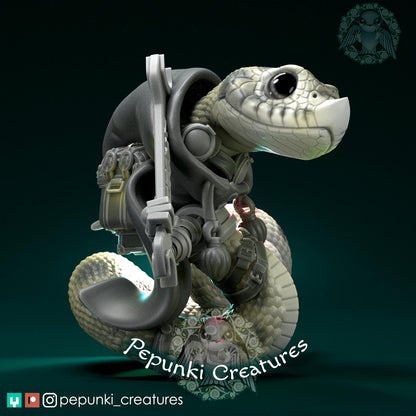 Hognose Snake Artificer, Mechanic | Tabletop or Display Scale | D&D Humblewood TTRPG Miniature | Pepunki Creatures