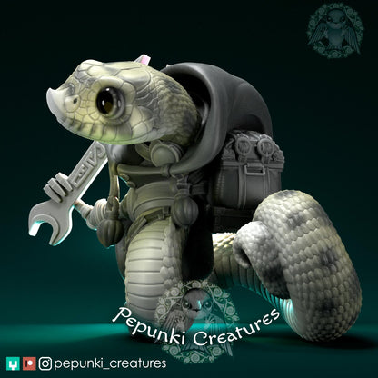 Hognose Snake Artificer, Mechanic | Tabletop or Display Scale | D&D Humblewood TTRPG Miniature | Pepunki Creatures