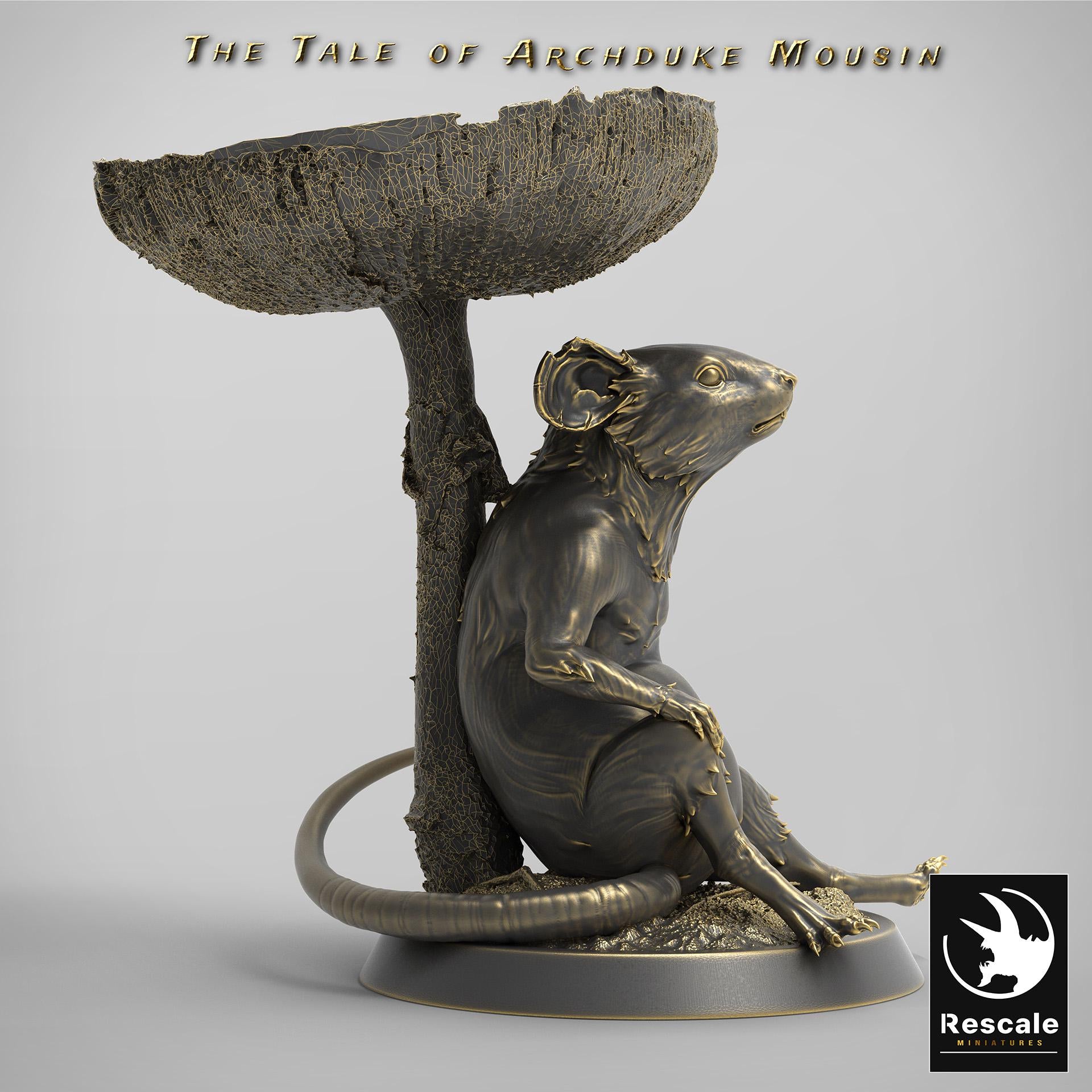 Mouse Sitting Mushroom, The Tale of Archduke Mousin | TABLETOP SCALE Monster Miniature | Rescale Miniatures
