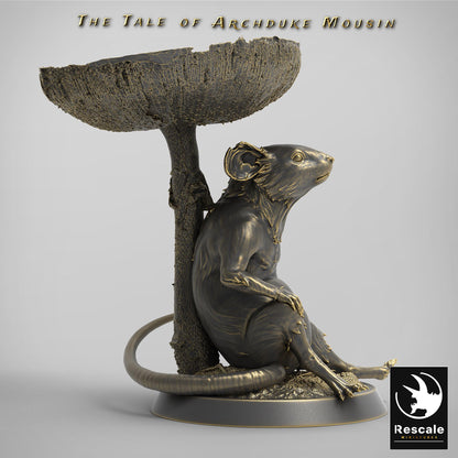 Mouse Sitting Mushroom, The Tale of Archduke Mousin | TABLETOP SCALE Monster Miniature | Rescale Miniatures