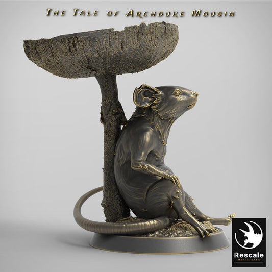 Mouse Sitting Mushroom, The Tale of Archduke Mousin | TABLETOP SCALE Monster Miniature | Rescale Miniatures