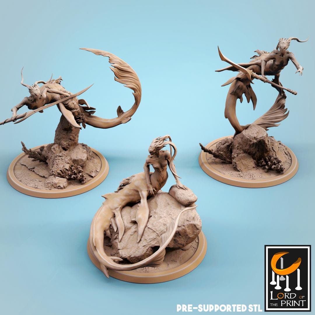 Mermaid Sirens | TABLETOP SCALE | TTRPG Monster Miniature | Rescale Miniatures