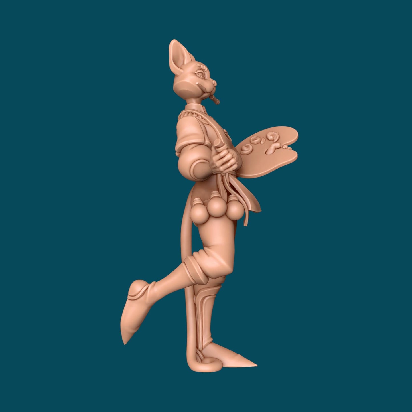 Florence a Tabaxi Painter | D&D TTRPG Miniature | Awkward Penguin Minis