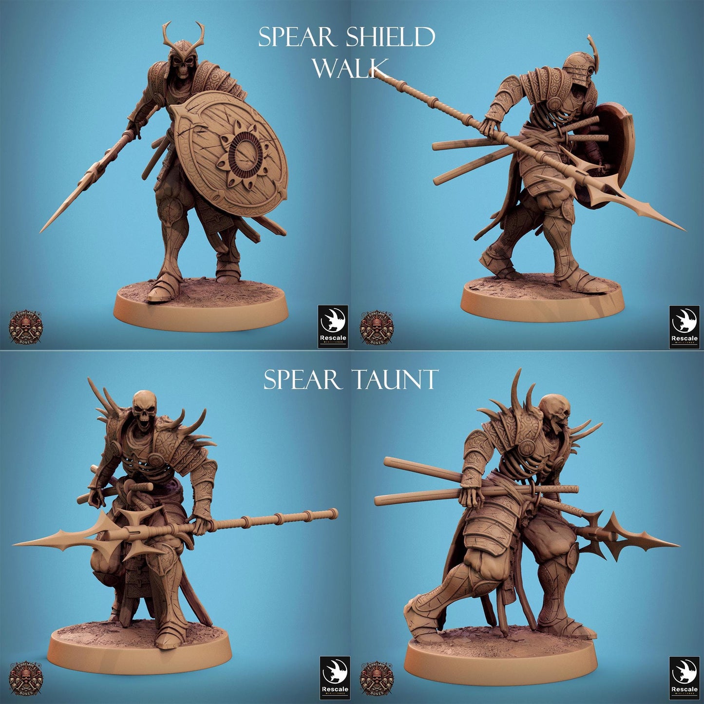 East Asian Skeletons, Conclave of Bones Undead Skeleton Warband | TABLETOP SCALE | D&D TTRPG Monster Miniature | Rescale Miniatures