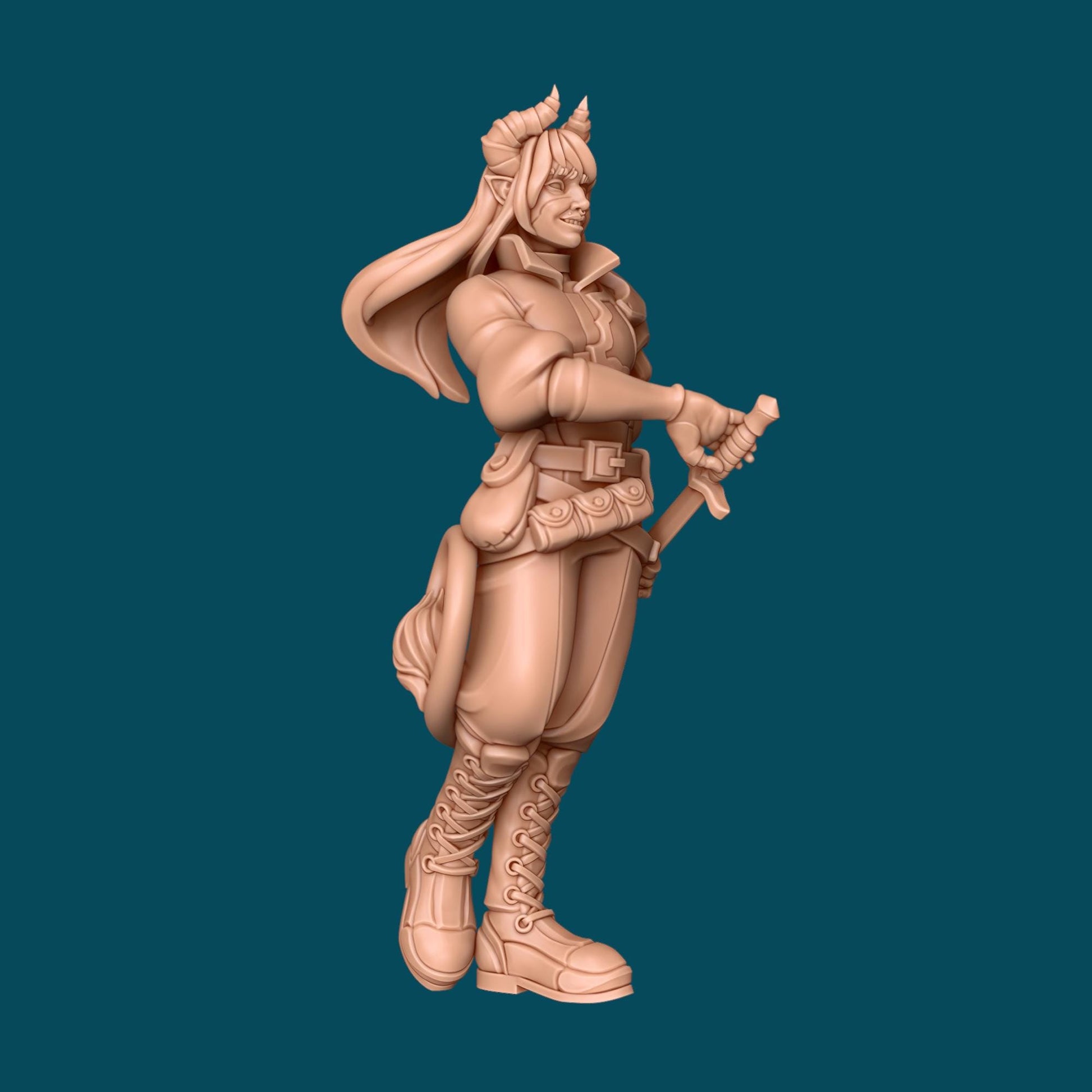 Reverence a Tiefling Rogue | D&D TTRPG Miniature | Awkward Penguin Minis
