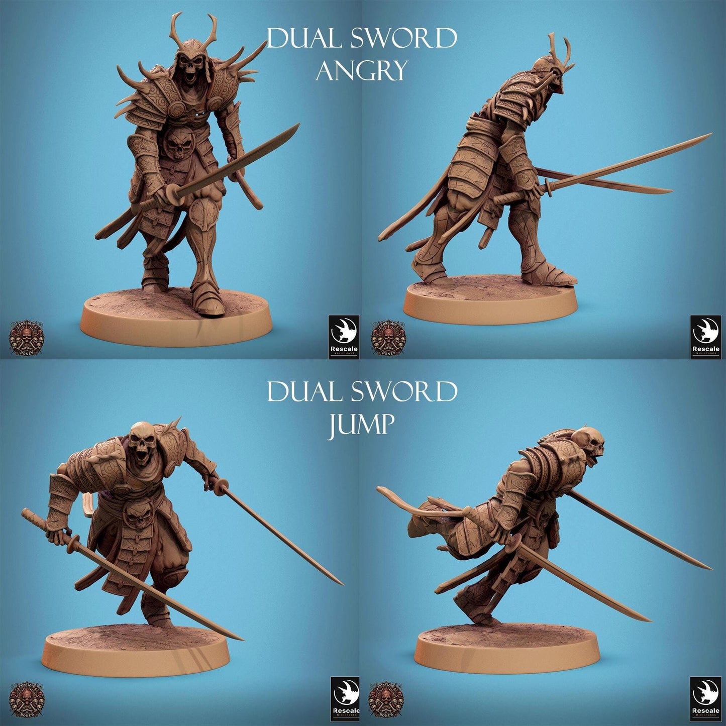 East Asian Skeletons, Conclave of Bones Undead Skeleton Warband | TABLETOP SCALE | D&D TTRPG Monster Miniature | Rescale Miniatures