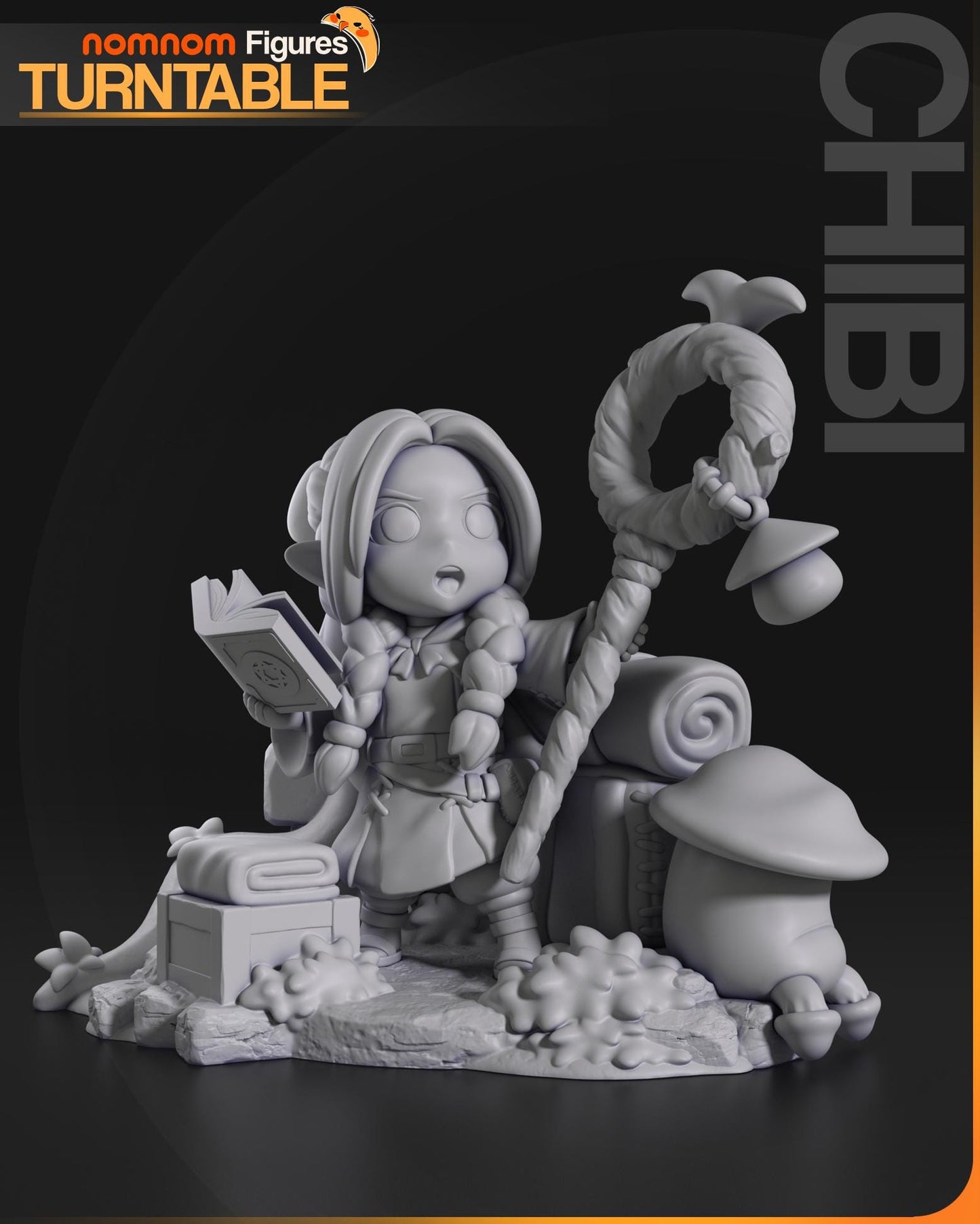 Chibi Half-Elf Mage | Resin Garage Kit Figure Anime Fan Art | Nomnom Figures