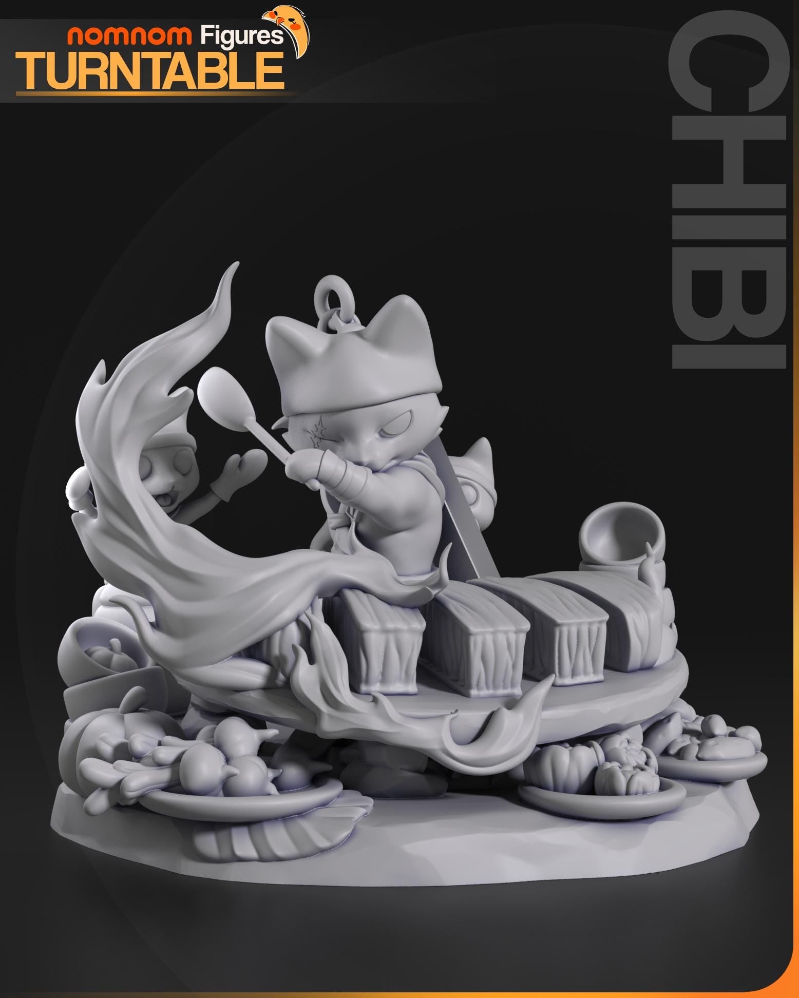Chibi Purrfect Chef | Resin Garage Kit Figure Game Fan Art | Nomnom Figures