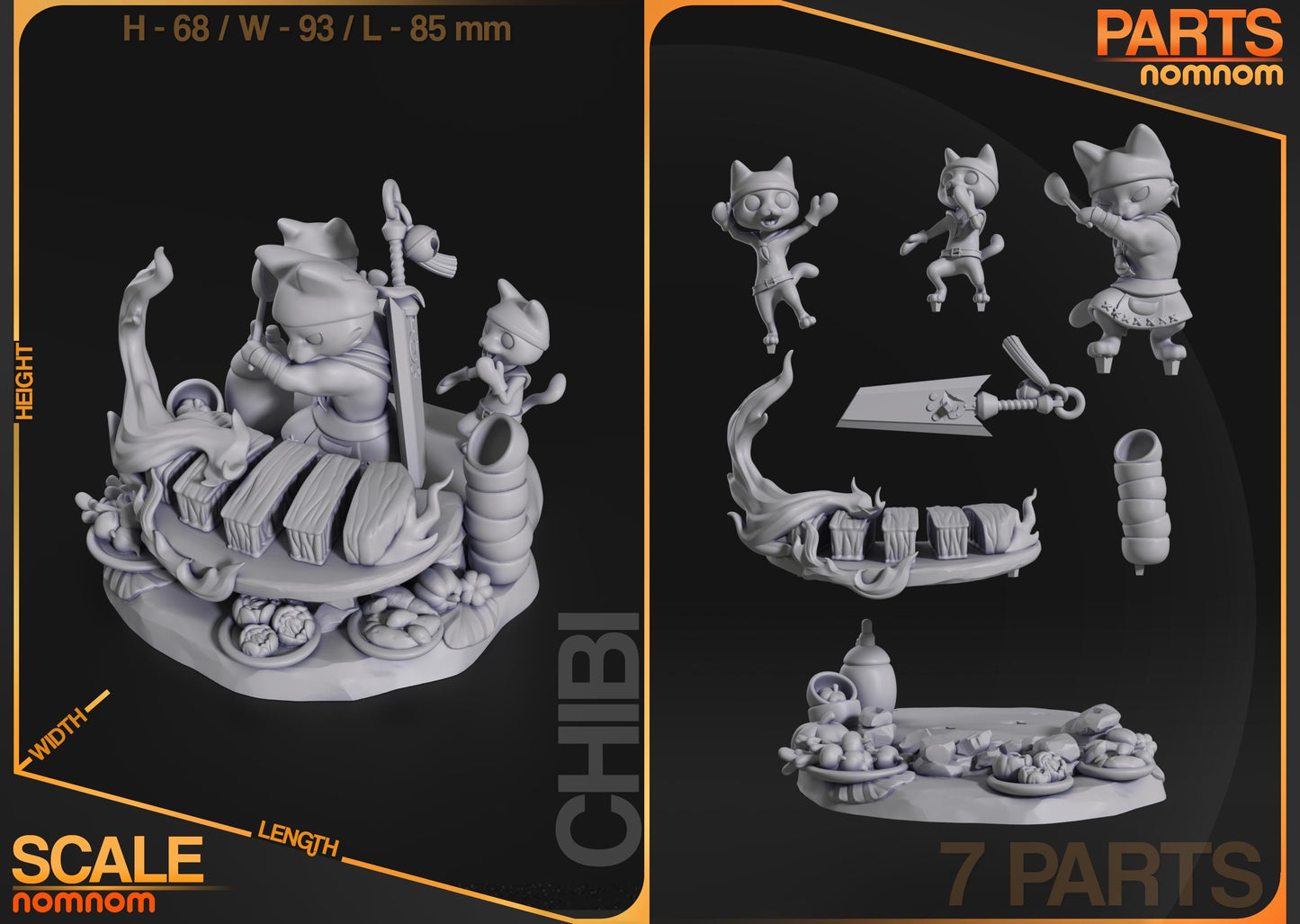 Chibi Purrfect Chef | Resin Garage Kit Figure Game Fan Art | Nomnom Figures