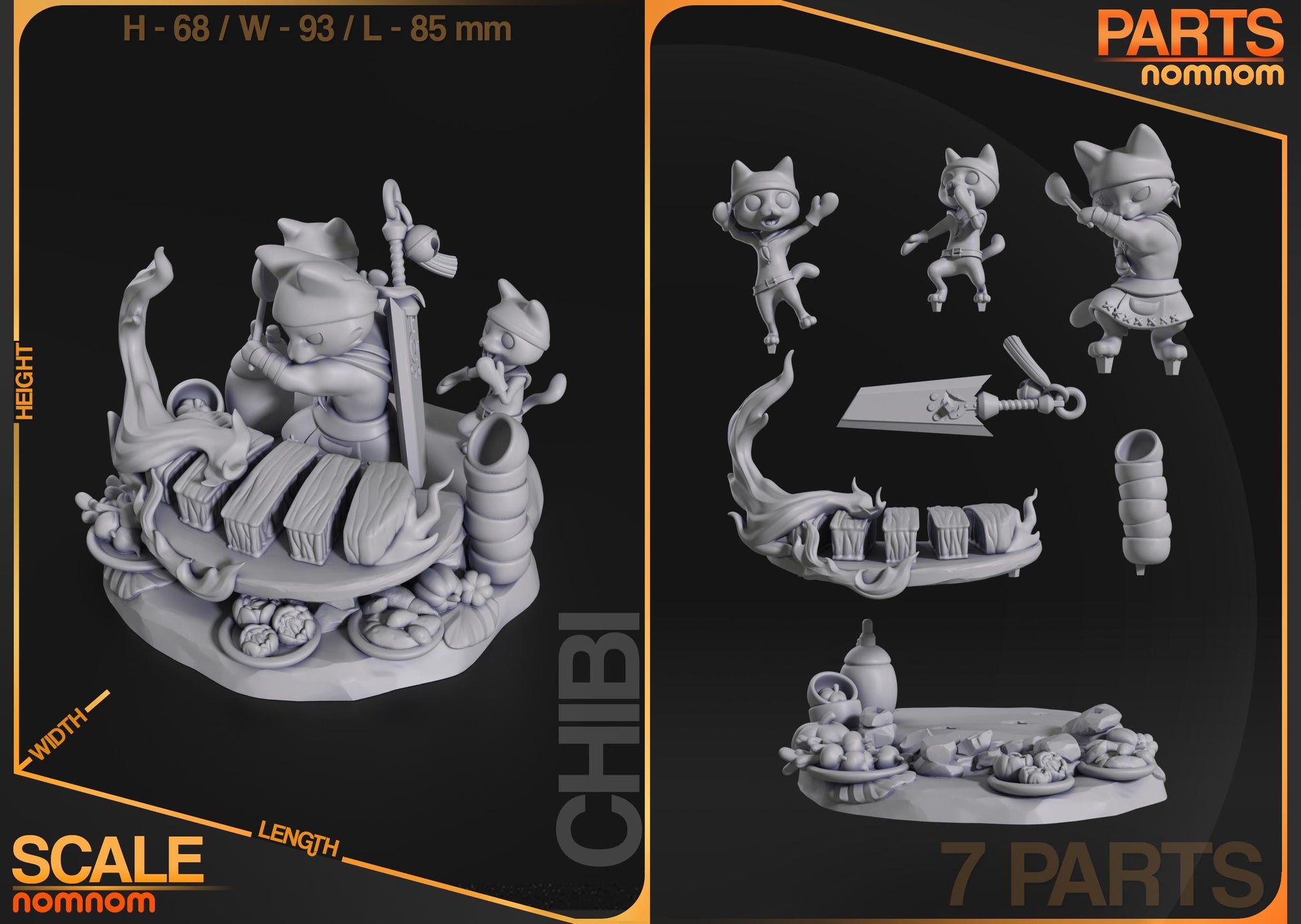Chibi Purrfect Chef | Resin Garage Kit Figure Game Fan Art | Nomnom Figures