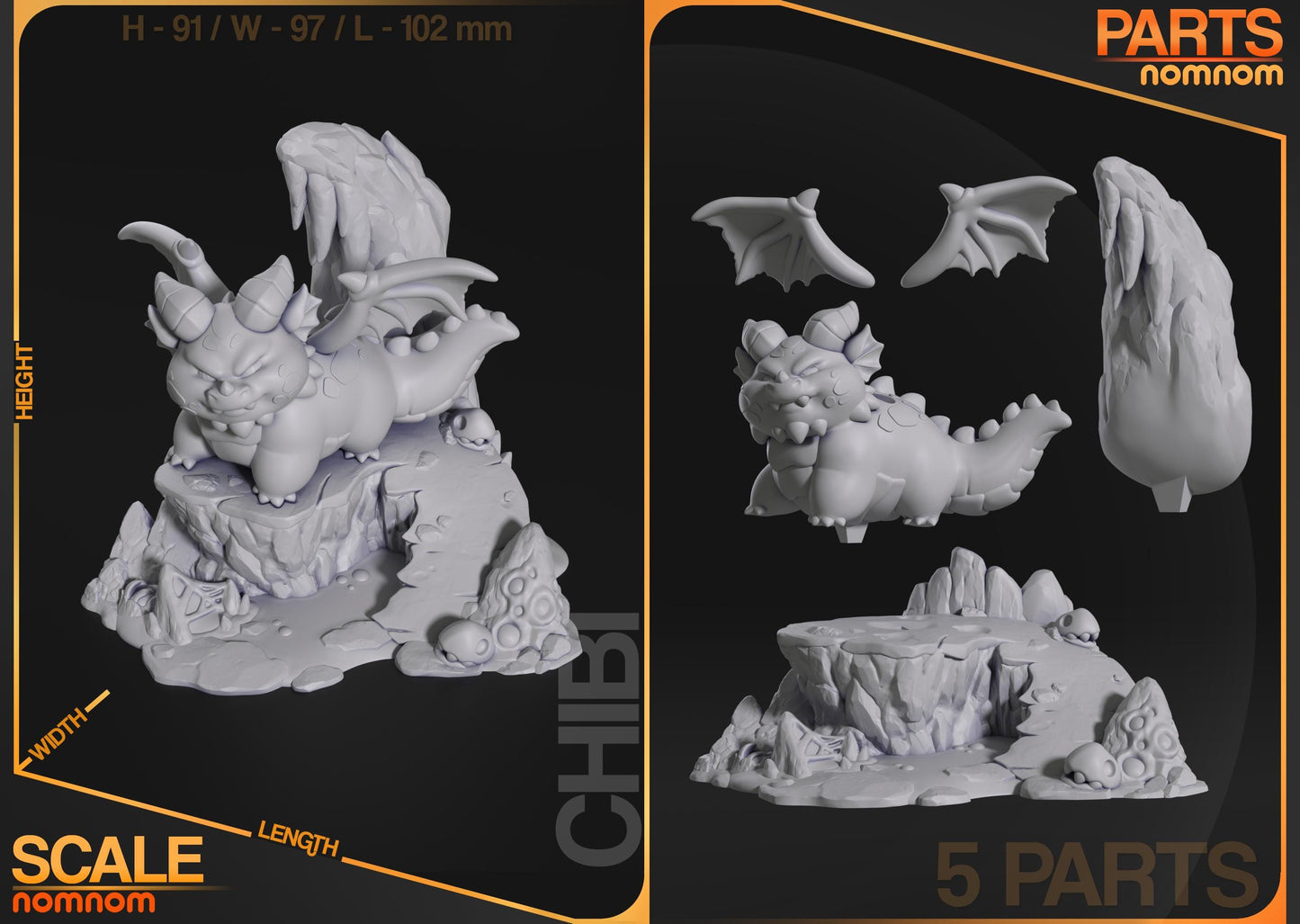 Chibi Chonky Dragon | Resin Garage Kit Figure Movie Game Fan Art | Nomnom Figures