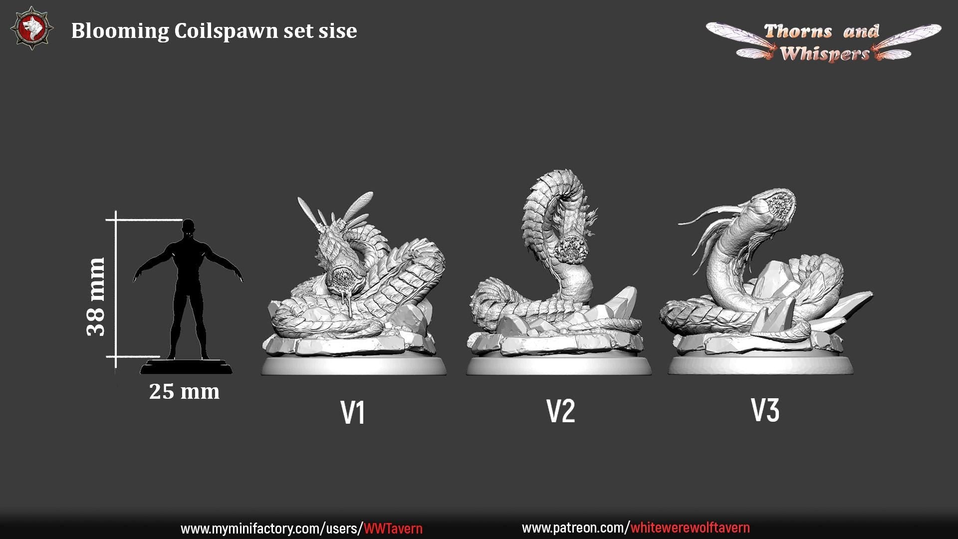Blooming Coilspawns, Fae Beast| TTRPG Tabletop Gaming Miniature | White Werewolf Tavern | Thorns and Whispers Set