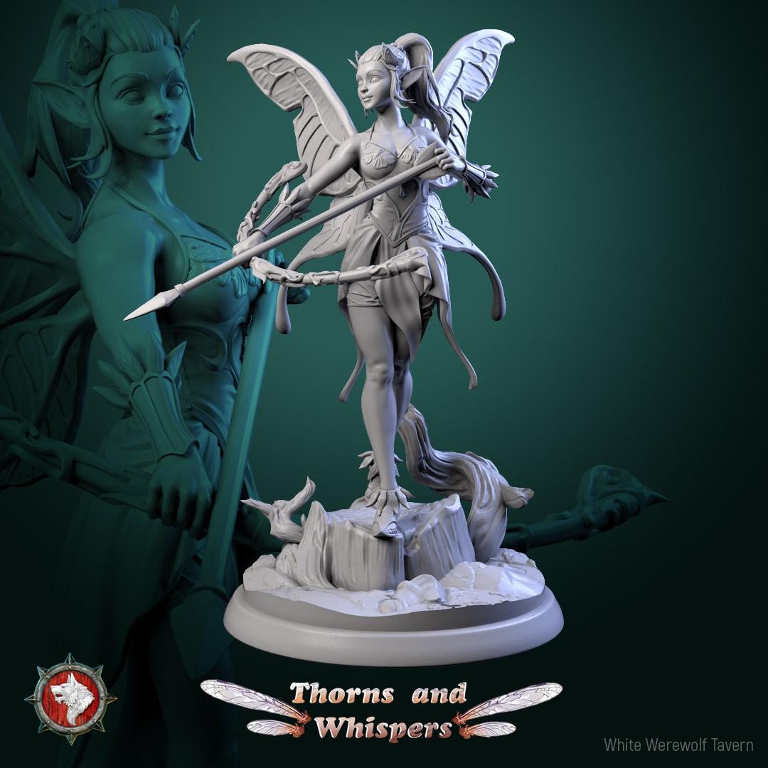 Glimmer Guardians, Fairy Warriors | Mini or Bust | TTRPG Tabletop Gaming Miniature Statue | White Werewolf Tavern | Thorns and Whispers Set