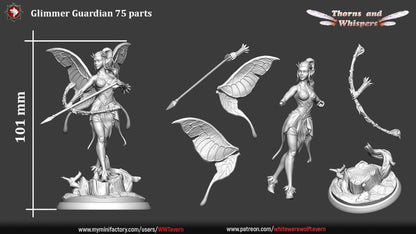 Glimmer Guardians, Fairy Warriors | Mini or Bust | TTRPG Tabletop Gaming Miniature Statue | White Werewolf Tavern | Thorns and Whispers Set