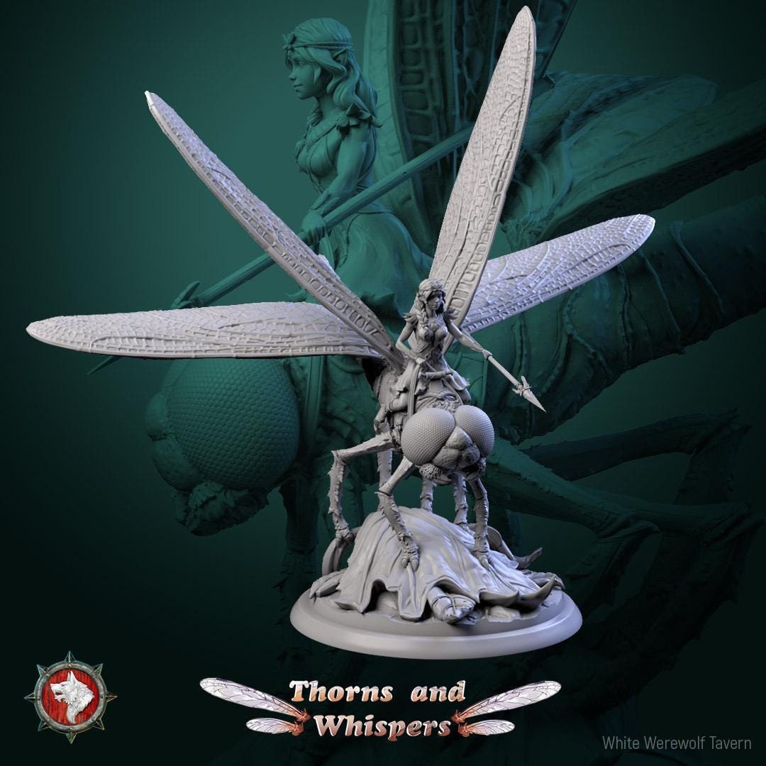 Dragon-Wing Scouts, Fairy Dragonfly Mounts | TTRPG Tabletop Gaming Miniature | White Werewolf Tavern | Thorns and Whispers Set