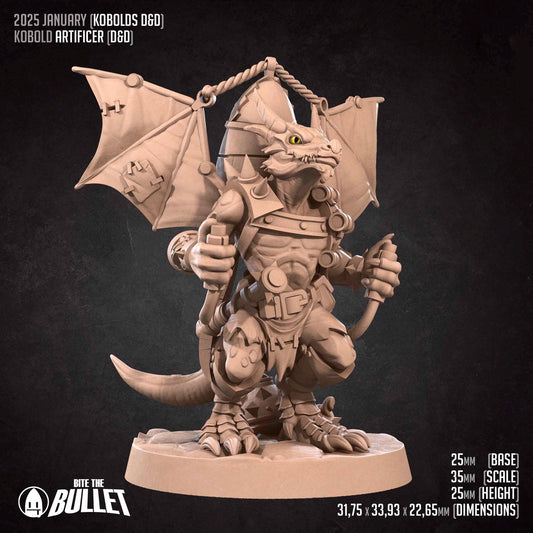 Kobold Artificer, D&D Version | Tabletop Gaming Scale Resin Miniature | Bite the Bullet